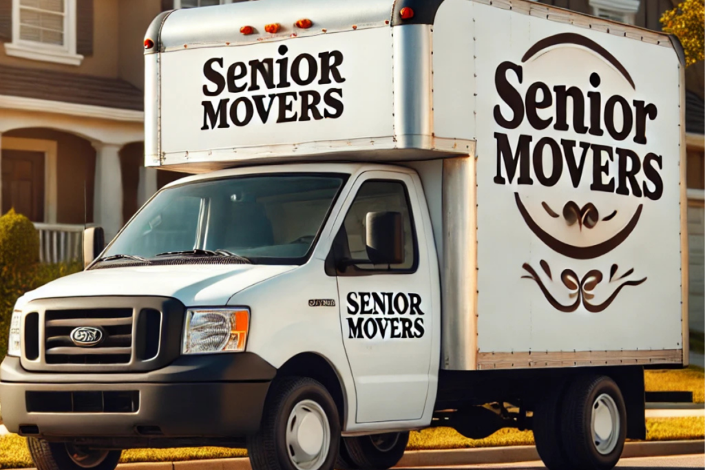 White delivery van with Senior Movers signs
