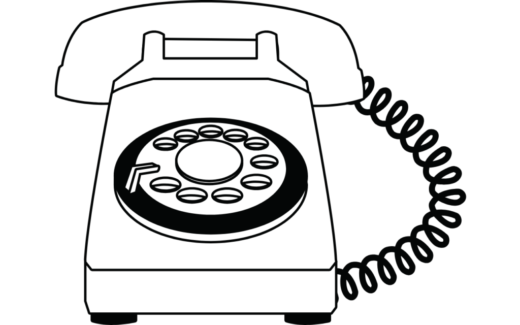 Black and white outline of an old telephone