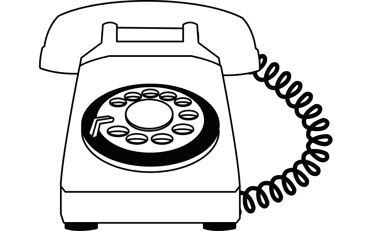 Black and white outline of an old telephone